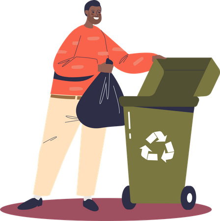 Man throwing away trash waste  Illustration