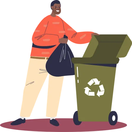 Man throwing away trash waste  Illustration
