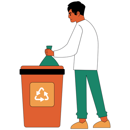 Man throwing garbage in dustbin  Illustration