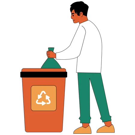 Man throwing garbage in dustbin  Illustration