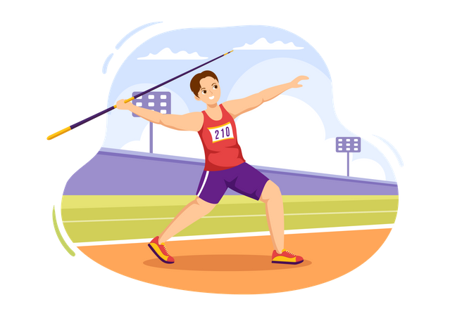 Man throwing javelin  Illustration