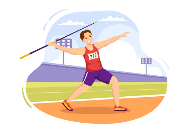 Man throwing javelin  Illustration