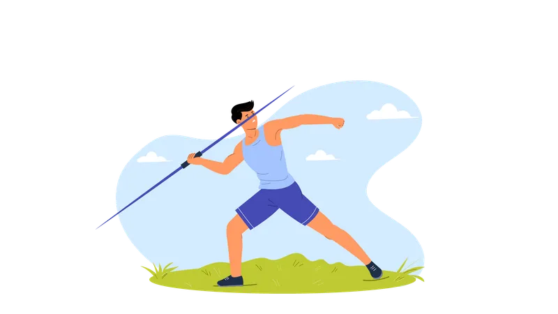 Man throwing javelin  Illustration