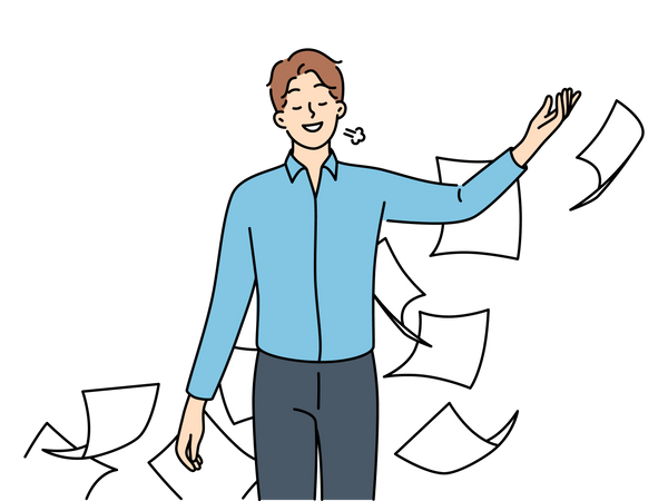 Man throwing paper  Illustration