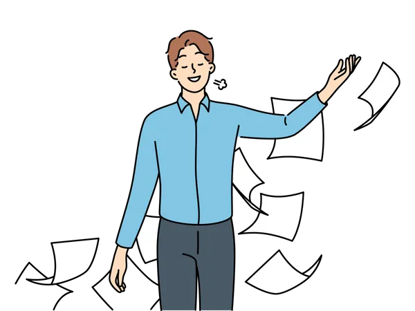 Man throwing paper  Illustration