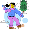 illustrations of man throwing snowball