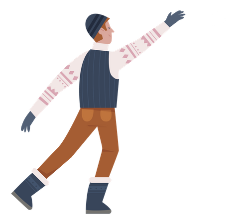 Man throwing snowball  Illustration