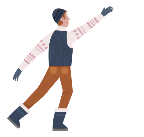 Man throwing snowball  Illustration