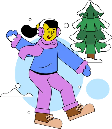 Man throwing Snowball  Illustration