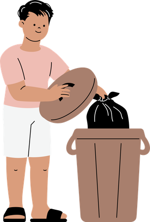 Man throwing trash in dustbin  Illustration