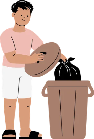 Man throwing trash in dustbin  Illustration