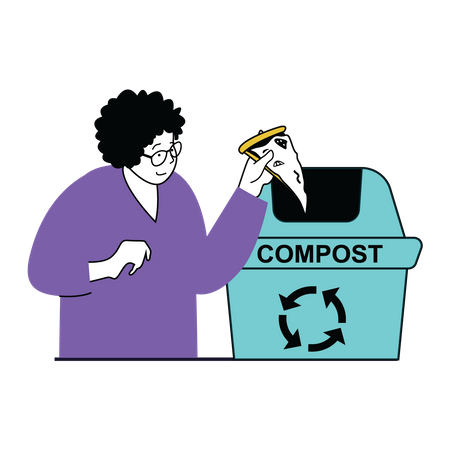 Man throwing waste in compost bin  Illustration