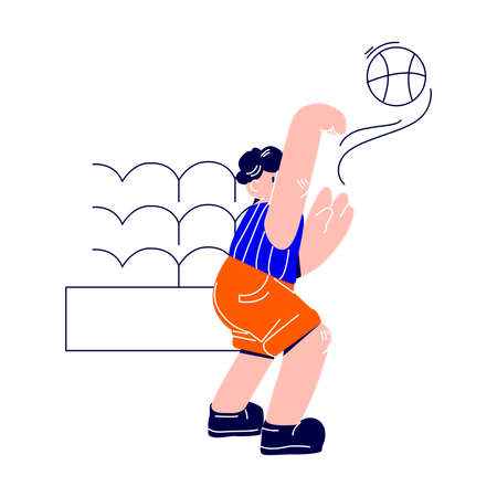 Man throws a basketball on the court  Illustration