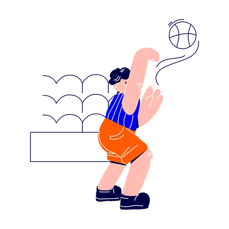 Man throws a basketball on the court  Illustration