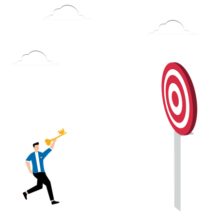 Man throws key shaped dart  Illustration