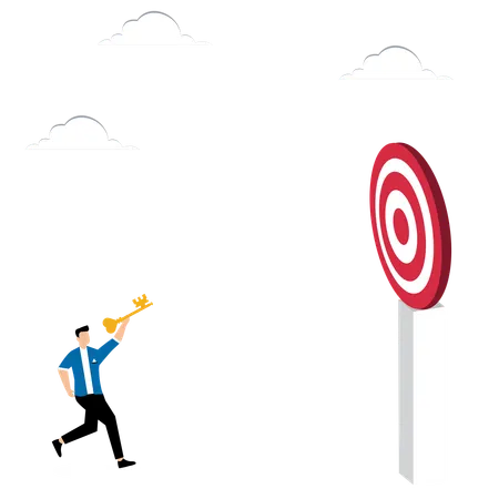 Man throws key shaped dart  Illustration