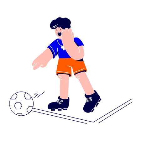 Man throws the ball out of touch  Illustration