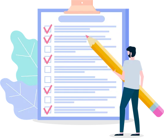 Man tick checklist  Illustration