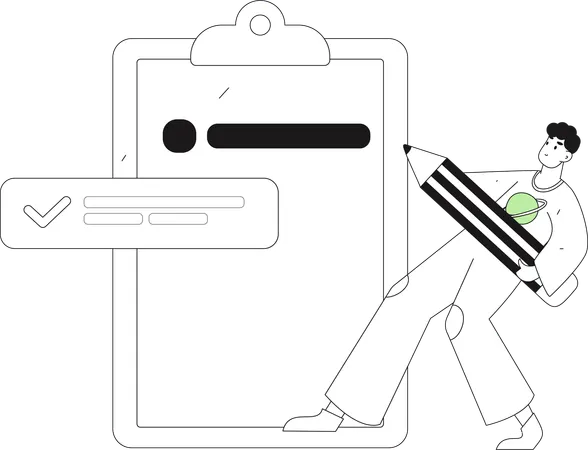 Man tick on checklist  Illustration