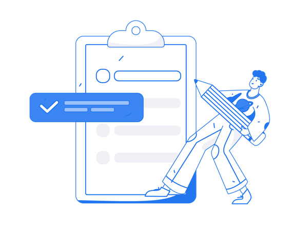 Man tick on checklist  Illustration