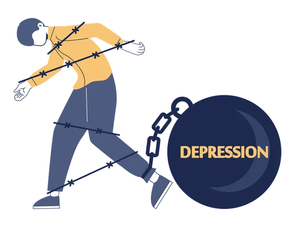 Man tie with depression ball  Illustration