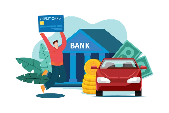 Man took car loan from bank  Illustration