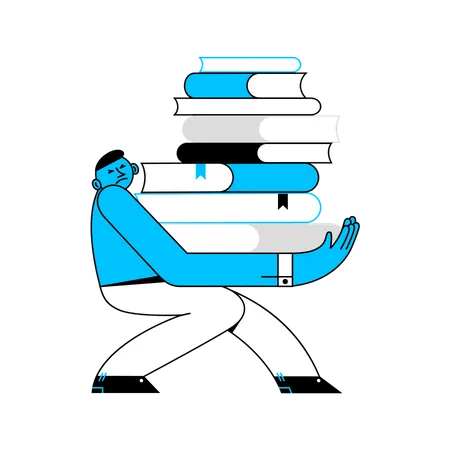 Man Took Many Books  Illustration