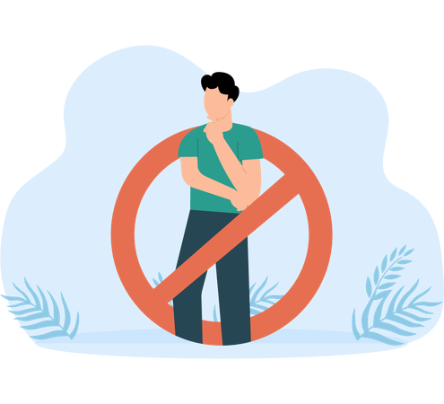 Man touch his face with his hand  Illustration
