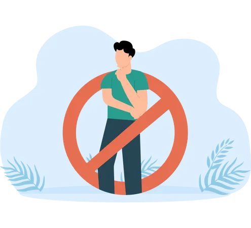 Man touch his face with his hand  Illustration
