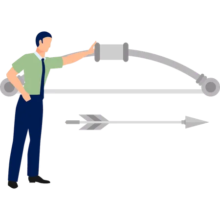 Man touching bow and arrow  Illustration