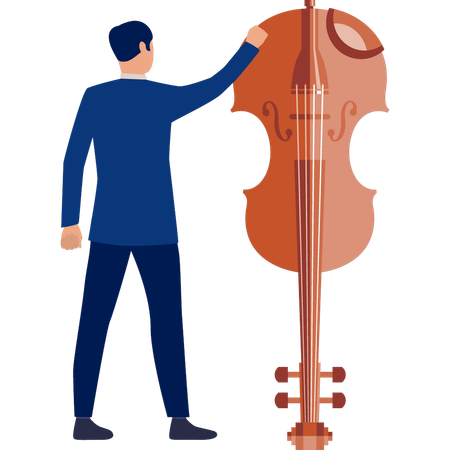 Man touching violin  Illustration