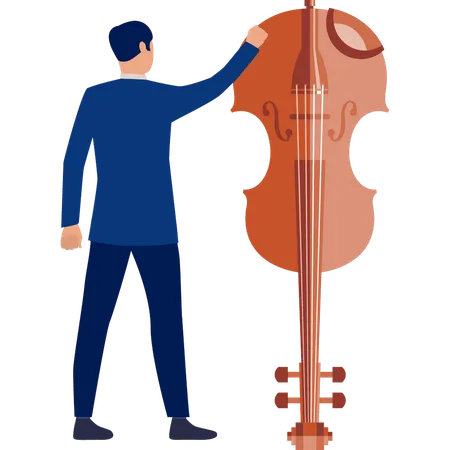 Man touching violin  Illustration