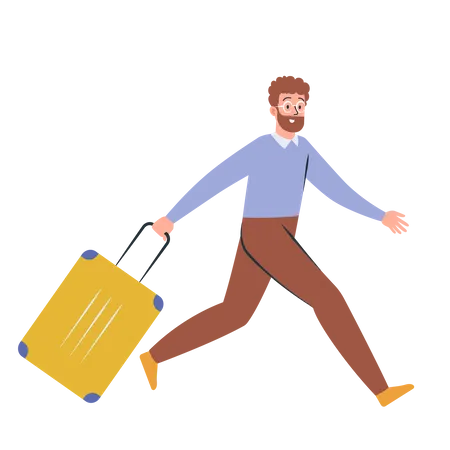 Man Tourist With Luggage Illustration