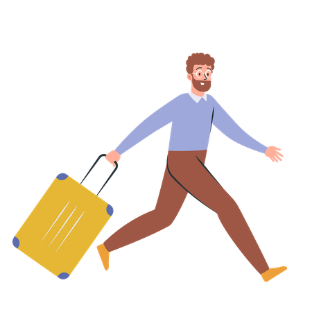 Man Tourist With Luggage  Illustration