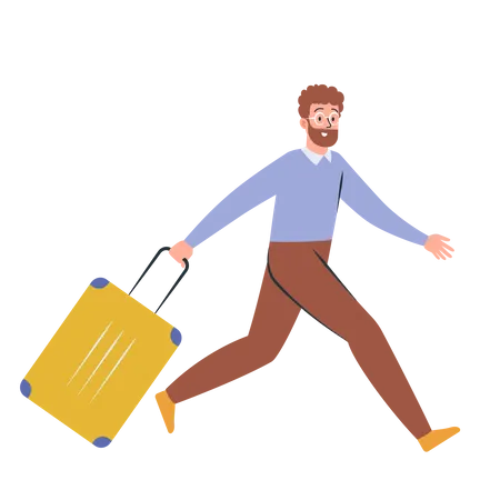 Man Tourist With Luggage  Illustration