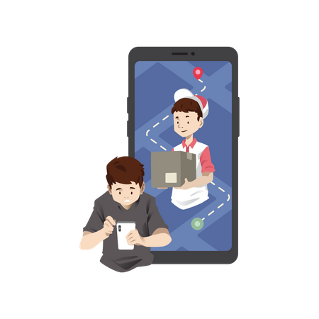 Man tracking delivery location  Illustration