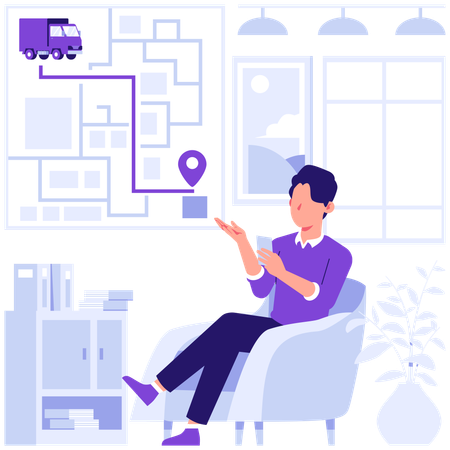 Man tracking delivery parcel  Illustration