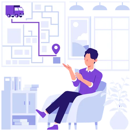 Man tracking delivery parcel  Illustration