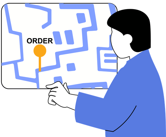 Man tracking his online order  Illustration