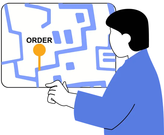 Man tracking his online order  Illustration