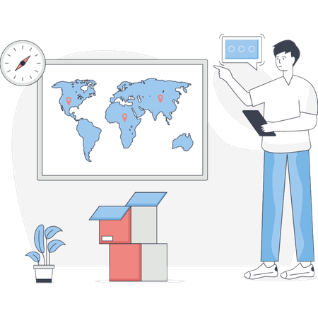 Man Tracking online Location  Illustration