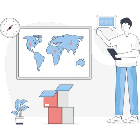 Man Tracking online Location  Illustration