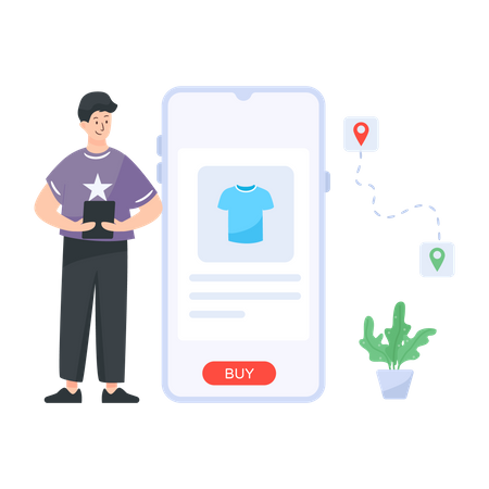 Man tracking online order delivery  Illustration