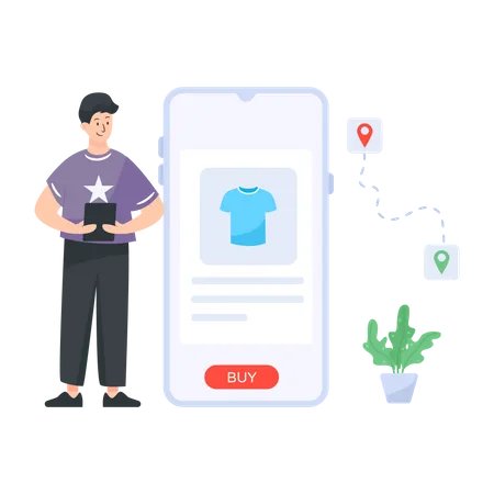 Man tracking online order delivery  Illustration