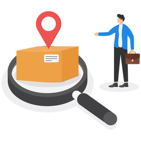 Man tracking package  Illustration