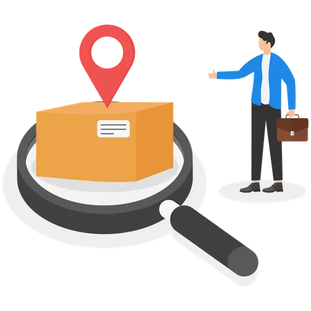 Man tracking package  Illustration