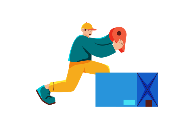 Man tracking package location Illustration