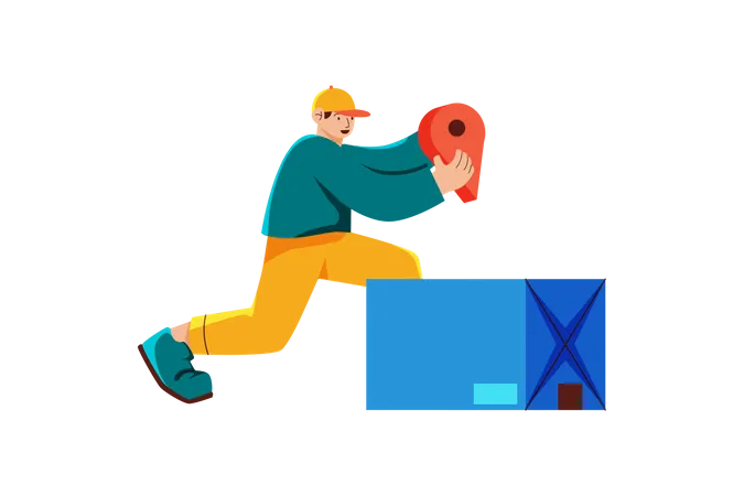 Man tracking package location Illustration
