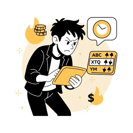 リアルタイム市場データを追跡する人  イラスト