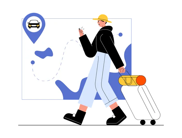 Man tracking road to adventure point  Illustration